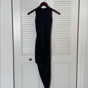 high low black fitted dress